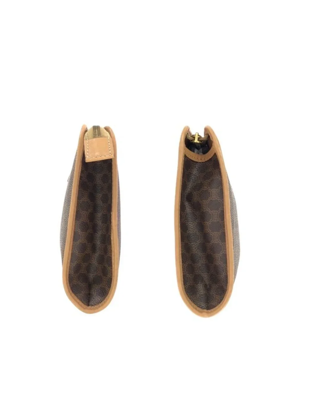 Celine Vintage Macadam Brown Gold Leather Clutch